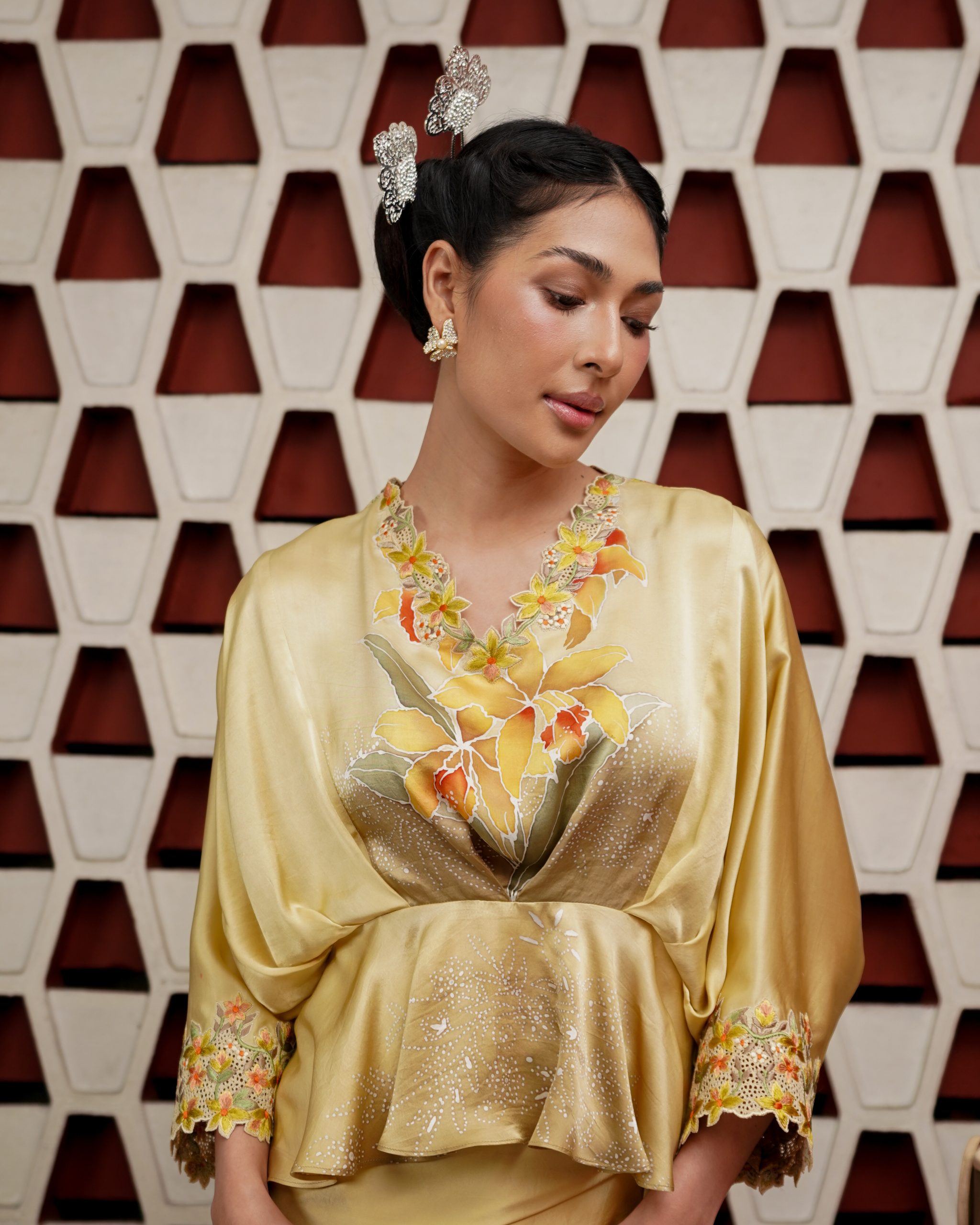 Batik Orchid In Mustard Yellow